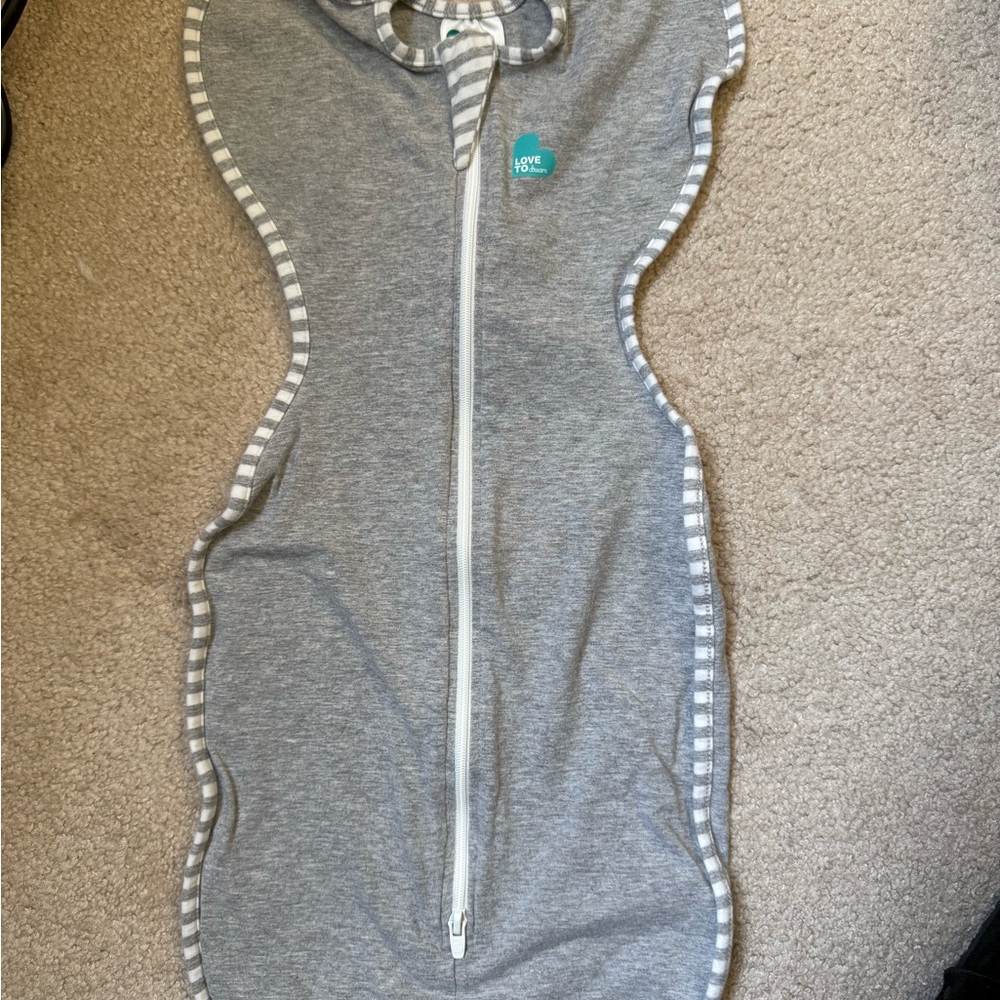 Love to Dream Gray Sleep Sack Pajamas with Pom-Pom Trim